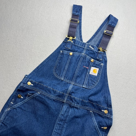 Carhartt Other - Carhartt Denim Bib Overalls Blue 36x28 Rig Resources Patch Vintage 90s Workwear